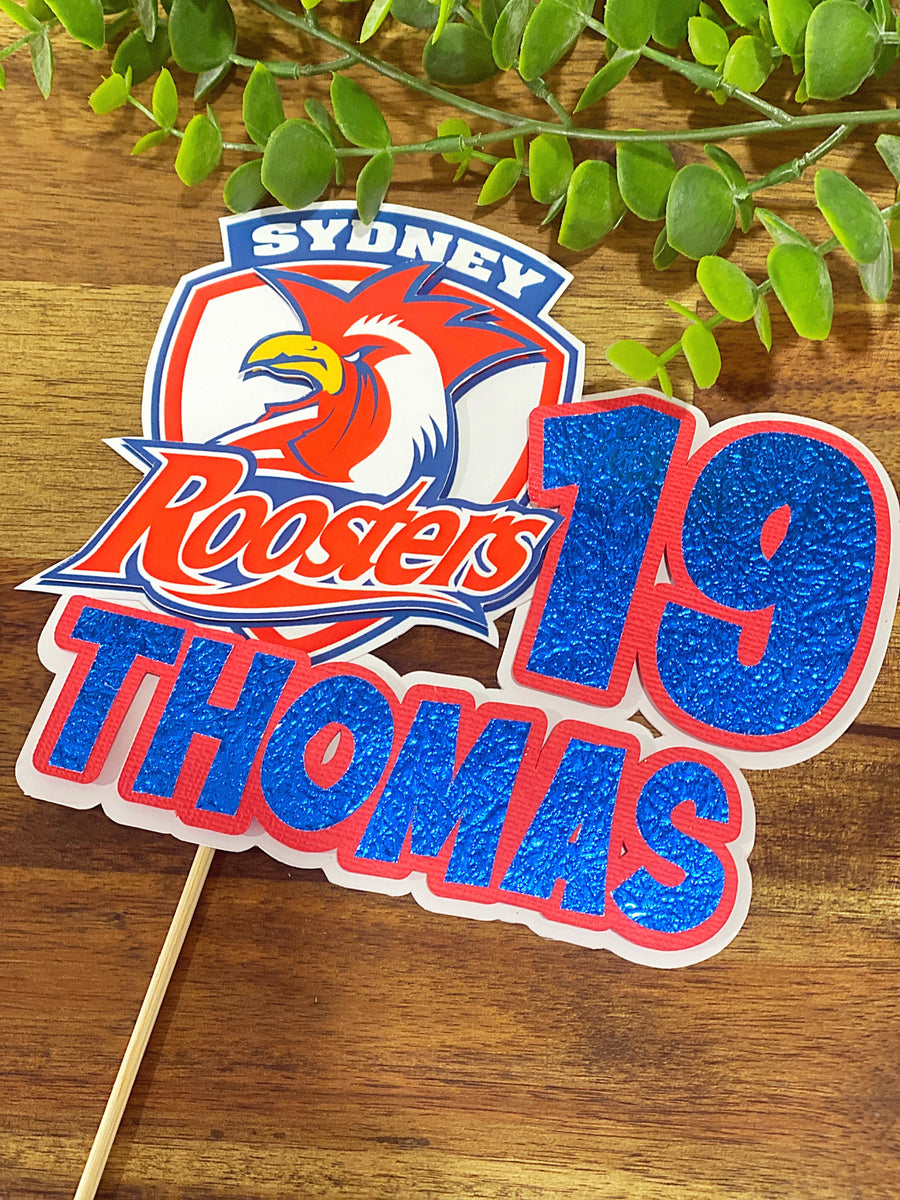 3D Cake Topper Sydney Roosters Theme Toad and Co Designs