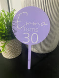 Cake Topper 12cm Round Solid Colours