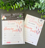 Birthday invitations- Glamping theme