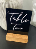 Acrylic Table Numbers Rectangle with timber base