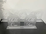 Acrylic Table Numbers- Arch with timber base