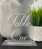 Acrylic Table Numbers- Arch with acrylic base