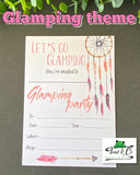 Birthday invitations- Glamping theme