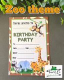 Birthday invitations- Zoo theme