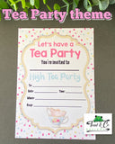 Birthday invitations- Tea party theme