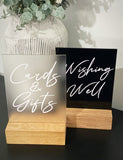 Acrylic Signs Cards and Wishing Well- Rectangle with wooden base