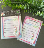 Birthday invitations- Unicorn 1 theme