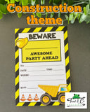 Birthday invitations- Construction theme