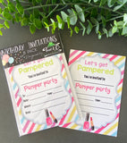 Birthday invitations- Pamper theme
