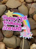 3D Cake Topper Rainbow Unicorn theme