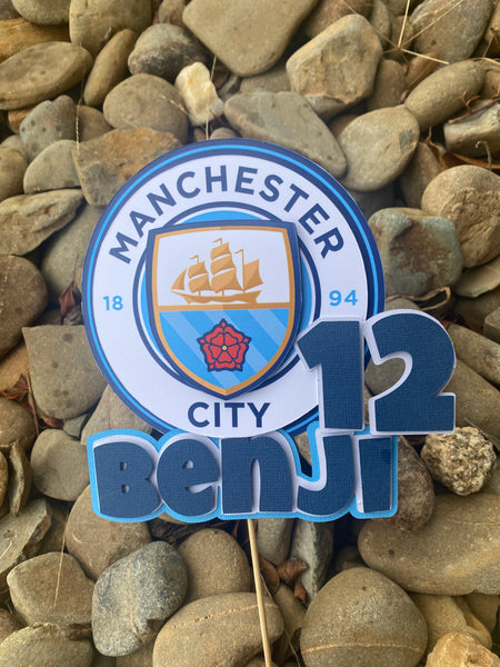 thumbnail image 2 of Personalised Manchester City Cake Topper - Edible Round Fondant Decoration For Birthdays 2 of 13