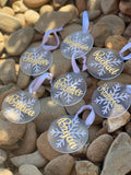 Personalised Christmas baubles with snowflakes