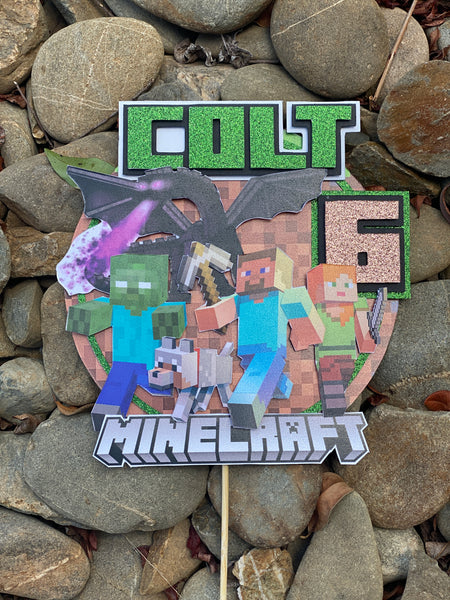 3D Cake Topper Minecraft theme