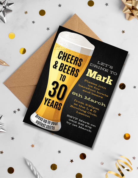 Cheers and Beers Birthday Invitation Design (DIGITAL FILE ONLY)