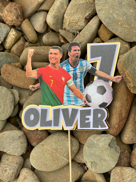 3D Cake Topper Messi and Ronaldo soccer theme