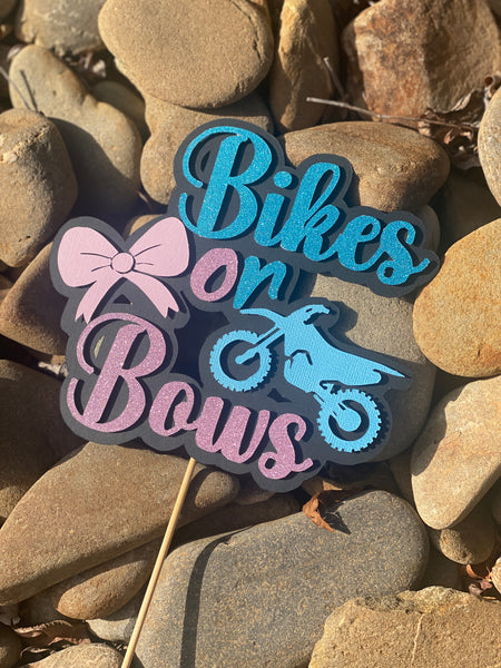 3D Cake Topper Gender Reveal bikes & bows