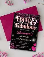 Forty & Fabulous Birthday Invitation Design (DIGITAL FILE ONLY)