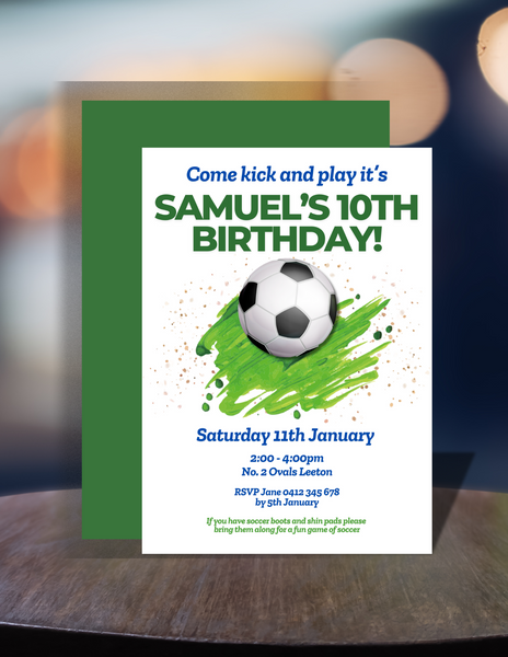 Soccer Birthday Invitation Design (DIGITAL FILE ONLY)