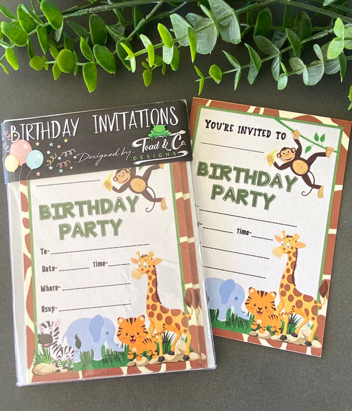 Birthday invitations- Zoo theme