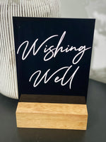 Acrylic Signs Cards and Wishing Well- Rectangle with wooden base