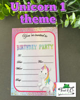 Birthday invitations- Unicorn 1 theme