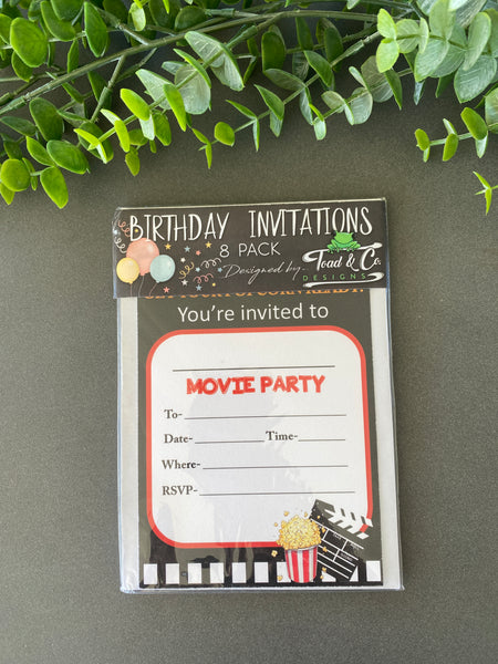 Birthday invitations- Movie theme