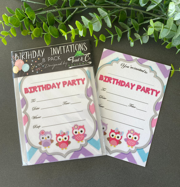 Birthday invitations- Owl theme