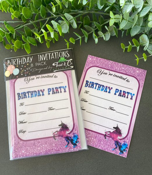 Birthday invitations- Unicorn 2 theme