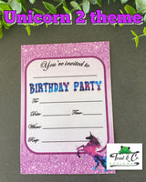 Birthday invitations- Unicorn 2 theme