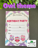 Birthday invitations- Owl theme